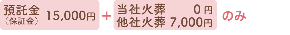 預託金＋火葬料金のみ